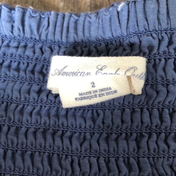 American Eagle blue cotton ruffle front dress - Picture 3 of 6